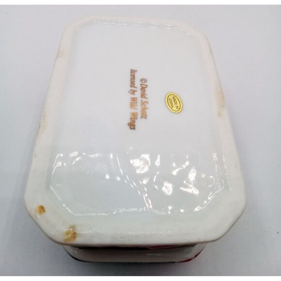 Trinket Box Handcrafted David Schatz Wild Wings Porcelain Flowers Hinged Lid - Picture 16 of 16